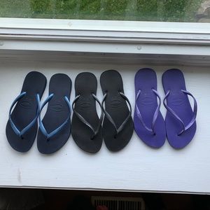 Havaianas lot of 3 2x size 7/8 1x sz 6